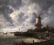 RUISDAEL, Jacob Isaackszon van The Windmill at Wijk bij Duurstede af oil on canvas